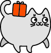 Image de chat qui se promène avec un cadeau sur le dos